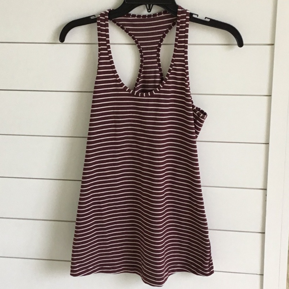 lululemon athletica Brown and White Striped Tank Top